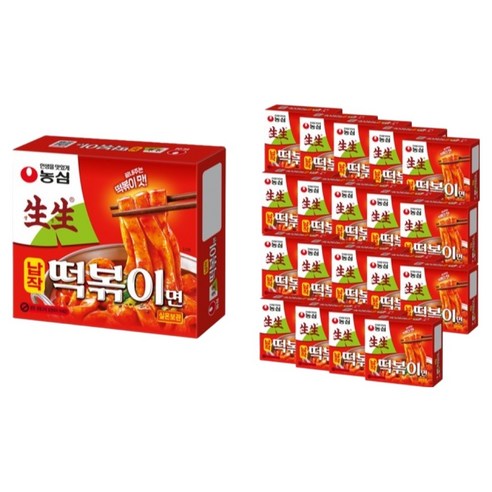 농심 생생 납작떡볶이면, 258g, 20개
