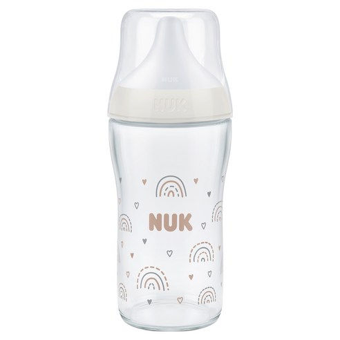 누크 유아용 퍼펙트매치 유리젖병 + 젖꼭지 M 세트, 레인보우, 230ml, 1세트