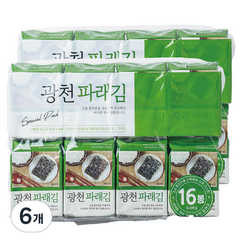 광천 파래김 16p, 64g, 6개