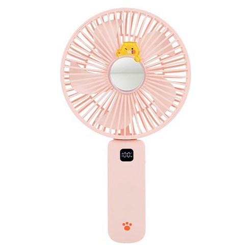 카카오프렌즈 빅팬 미러 폴더 휴대용 탁상용 무선 선풍기, 핑크