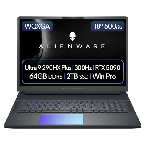 델 2026 에일리언웨어 18 에어리어-51 코어Ultra9 인텔 14세대 지포스 RTX 5090, Liquid Teal, DAA18250K-WP03KR, 2TB, 64GB, WIN11 Pro