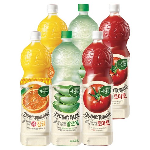 자연은 주스 알로에 토마토 감귤, 6개, 1.5L