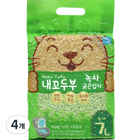 내꼬두부 응고형 고양이 모래, 7L, 4개, 녹차향