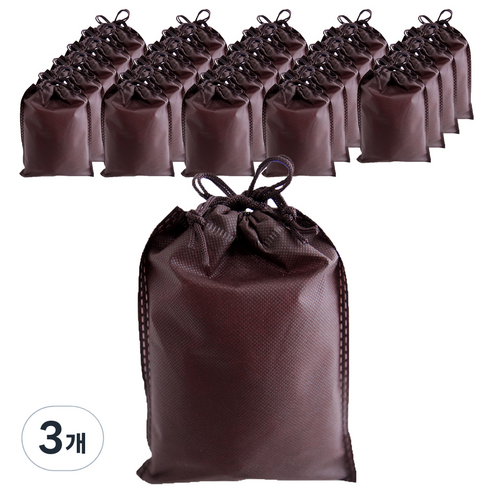 부직포 복주머니 더스트백 20 x 27 cm 25p, 브라운, 3개