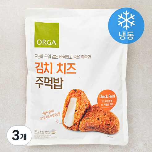 올가홀푸드 김치 치즈 주먹밥 (냉동), 3개, 500g