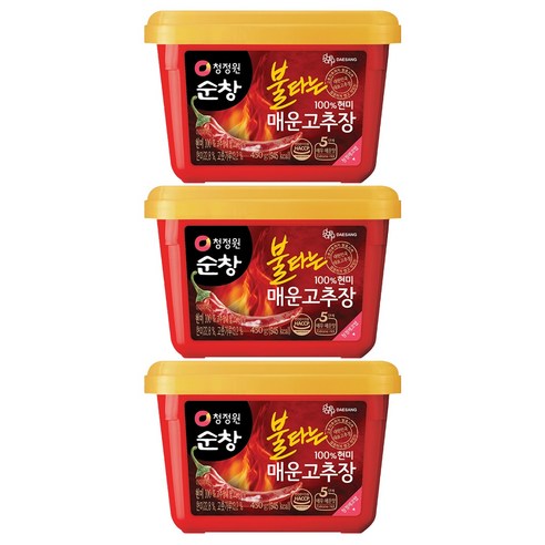청정원순창 불타는 매운고추장, 450g, 3개