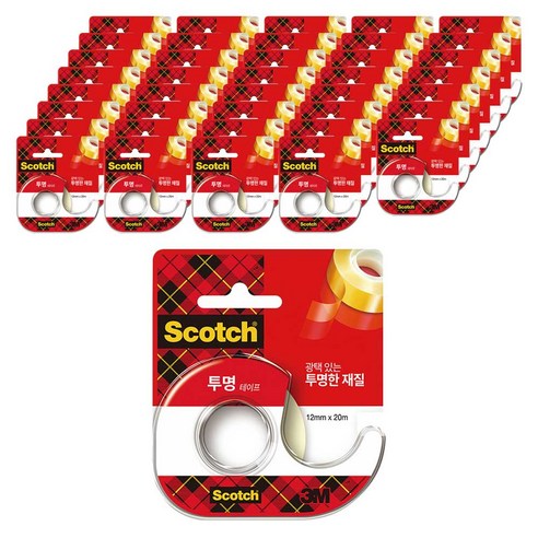 쓰리엠 스카치 투명테이프 522D 디스펜서 12mm x 20m, 40개