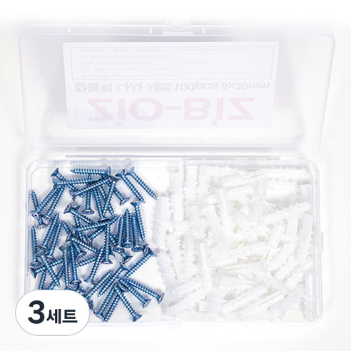 지오비즈 나사못 칼블럭 30mm 50p + 나사 25mm 50p 세트 화이트, 3세트