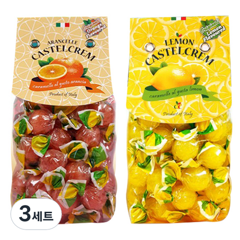 CASTELCREM 캔디 레몬 200g + 오렌지 200g 세트, 3세트