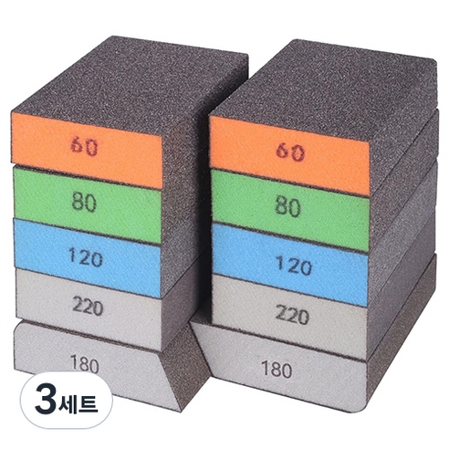 OON 스펀지 블럭 사포 5종 x 2p 세트, 3세트