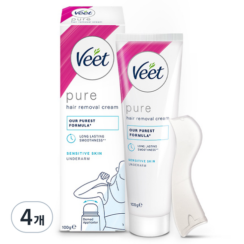 veet 퓨어 민감성 피부용 제모크림 겨드랑이용, 100g, 4개