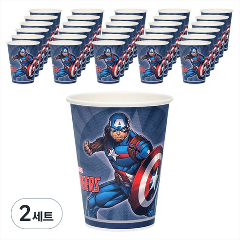 마블 어벤져스 캡틴아메리카 오리지널 종이 파티컵 290ml, 2세트