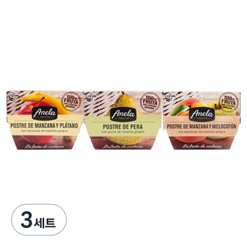 아넬라 100% 생과일 프리미엄 아넬라 디저트 복숭아 + 바나나 + 배 3종 세트, 3세트, 200g