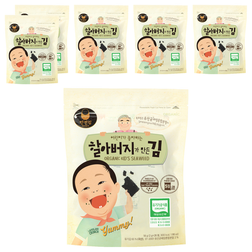 만전김 유기가공식품 인증 할아버지가 만든 김, 56g, 6개