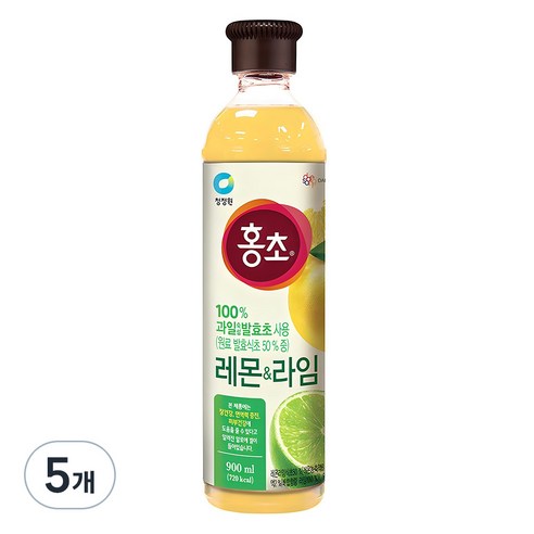 청정원 홍초 레몬&라임, 900ml, 5개