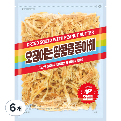 정화식품 오징어는 땅콩을 좋아해, 200g, 6개