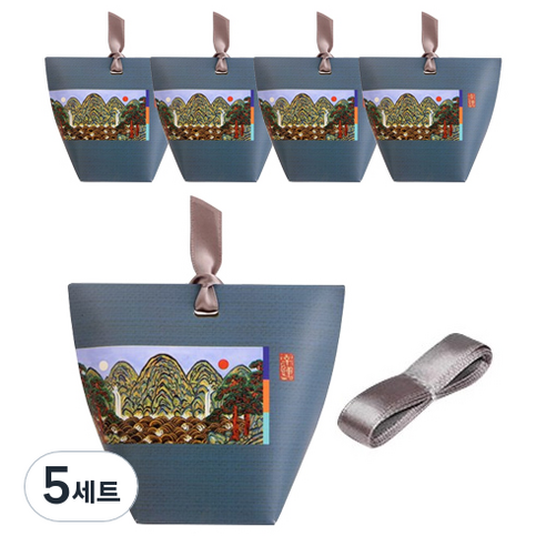 인디케이 전통민화 보텀기프트 상자 중 5p+ 리본 85cm, 감색, 5세트