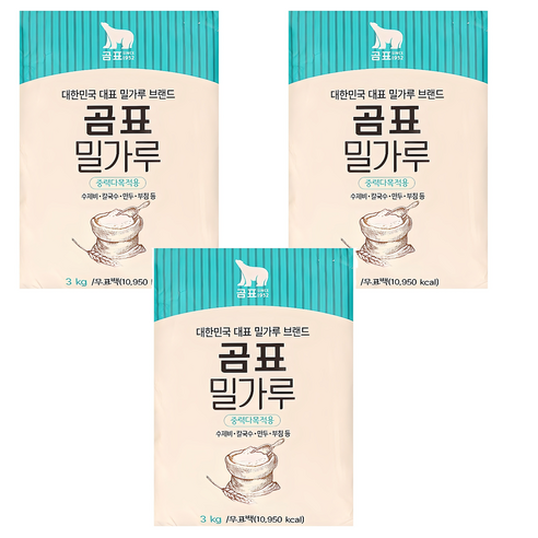 곰표 밀가루 중력다목적용, 3kg, 3개