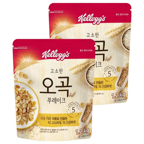 켈로그 고소한 오곡 푸레이크, 1.2kg, 2개