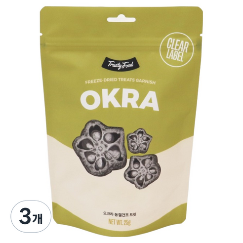 트러스티푸드 강아지 동결건조 야채 간식, 3개, 25g, 오크라