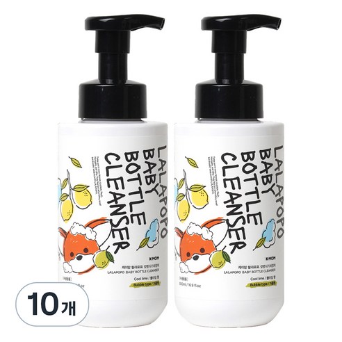 케이맘 랄라포포 유아용 젖병식기세정제 거품형 쿨라임향, 500ml, 10개