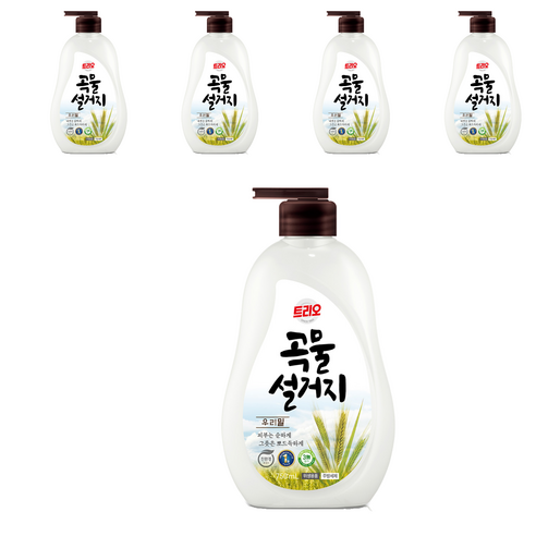 트리오 곡물설거지 우리밀 주방세제, 750ml, 5개