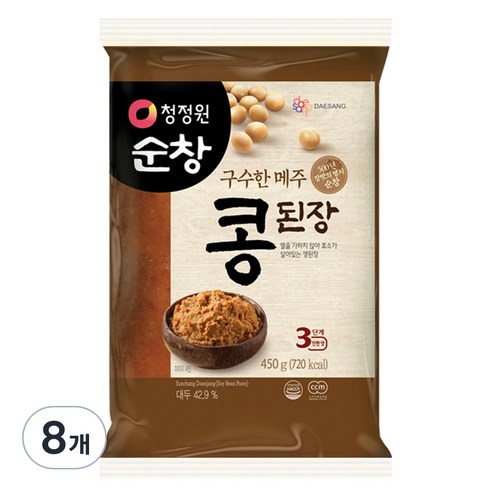 청정원 구수한 메주 콩된장, 8개, 450g