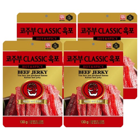 코주부 CLASSIC 육포 HOT & SPICY, 130g, 4개