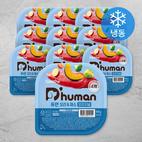 듀먼 전연령용 오리안심 & 채소 오리지널 화식사료 (냉동), 오리, 50g, 10팩