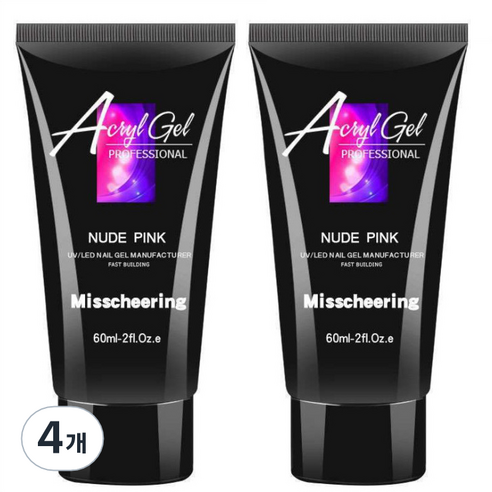 스위스녹스 손톱 연장 재료 베이직 폴리젤 60ml, 4개, 누드핑크