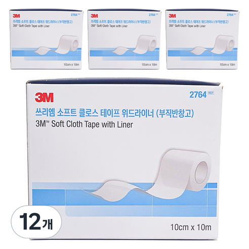 3M 소프트 클로스 테이프 위드라이너 부직반창고 2764, 12개