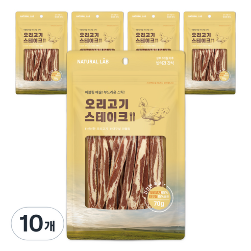 내츄럴랩 강아지 건강한육포 스테이크, 오리고기, 70g, 10개