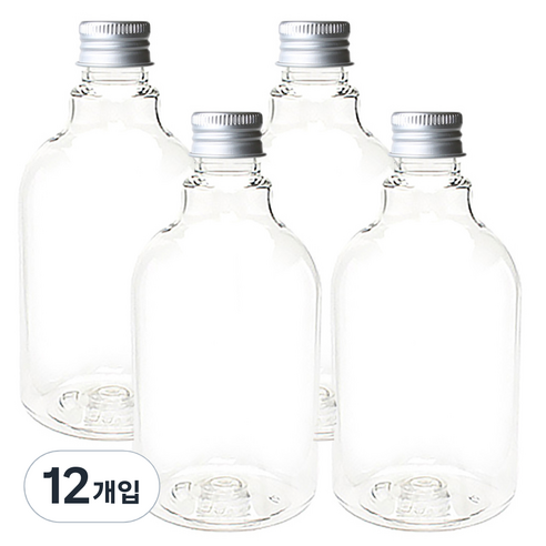 병도매닷컴 DN350 투명 음료용기 알루미늄 실버캡, 350ml, 12개입
