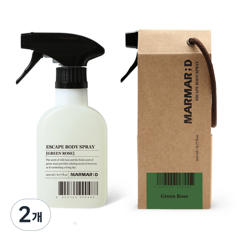 마르마르디 이스케이프 바디스프레이 그린로즈향, 200ml, 2개
