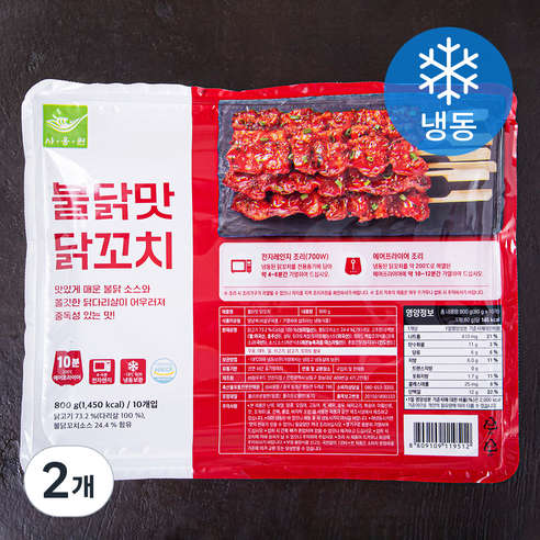 사옹원 불닭맛 닭꼬치 (냉동), 800g, 2개