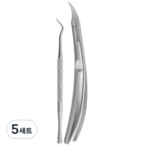 플라카 큐티클 네일케어 페디큐어 니퍼 2종 세트, 실버, 5세트