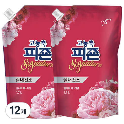 피죤 고농축 실내건조 시그니처 플라워페스티벌 섬유유연제 리필, 1.7L, 12개