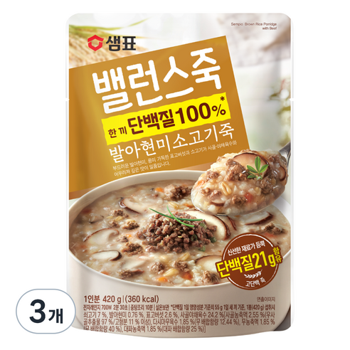 샘표 밸런스죽 발아현미 소고기죽, 420g, 1개