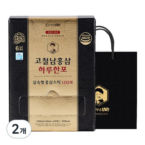 고철남홍삼 하루한포 홍삼스틱, 100회분, 1L, 2개