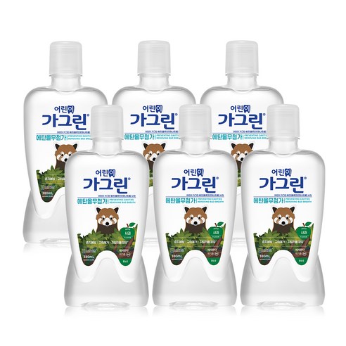 가그린 어린이용 구강청결제 사과향 캐릭터 랜덤발송, 380ml, 6개