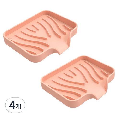원이네 물빠짐 실리콘 비누받침대, 핑크, 4개