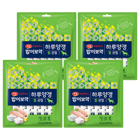 하림펫푸드 강아지 밥이보약 하루양갱 파우치, 관절, 224g, 4개