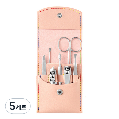 타니 똑딱이 포켓 손톱깍이 세트, 핑크, 5세트