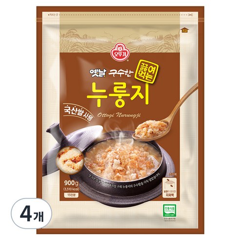 오뚜기 구수한 끓여먹는 누룽지, 900g, 4개