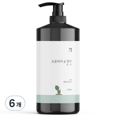살림백서 오푼티아&밤부 샴푸 화이트머스크향, 1000ml, 6개