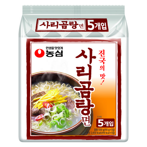 농심 사리곰탕면 봉지 110g, 5개