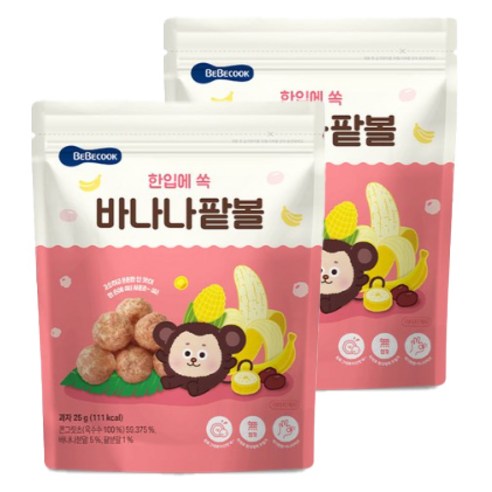 베베쿡 한입에 쏙 바나나팥볼 25g, 바나나 + 팥 혼합맛, 2개
