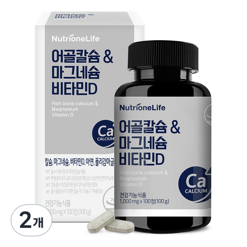 뉴트리원 어골칼슘 앤 마그네슘 비타민D, 2개, 100g