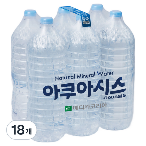 아쿠아시스 무라벨 생수, 18개, 2L