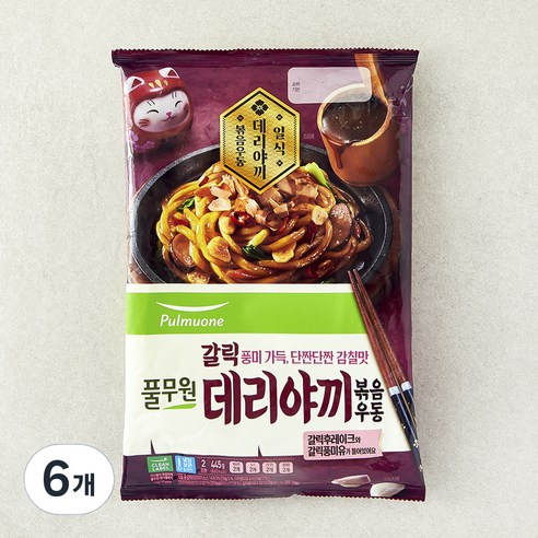 풀무원 생가득 갈릭 데리야끼 볶음 우동 2인분, 445g, 6개